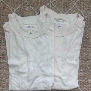THE GREAT. Muscle Tee Shirt in Washed White Lot of 2 Medium 2
